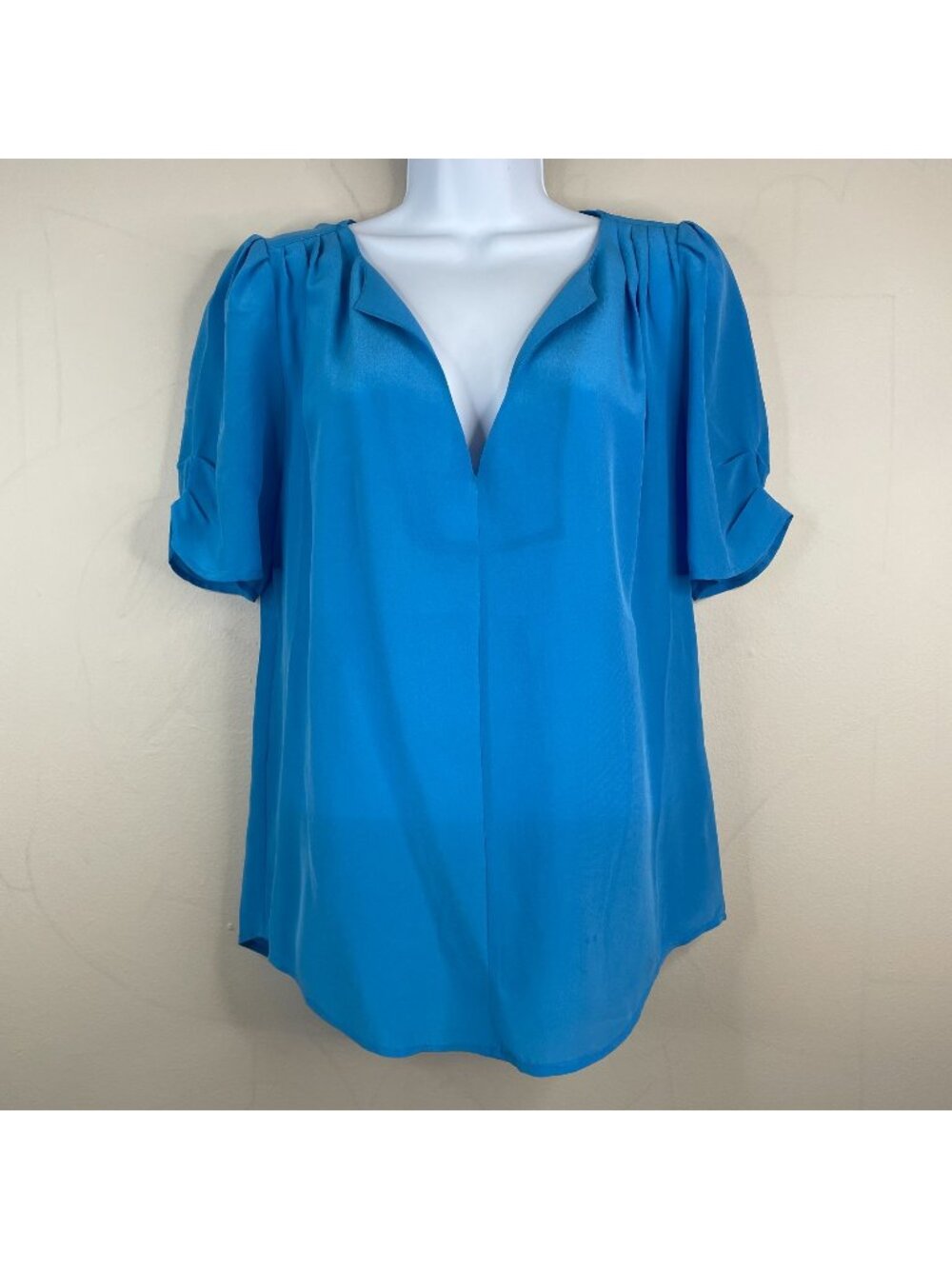 Joie Silk Top Womens Medium Pleated Short Sleeve Euro Summer Capsule Pullover